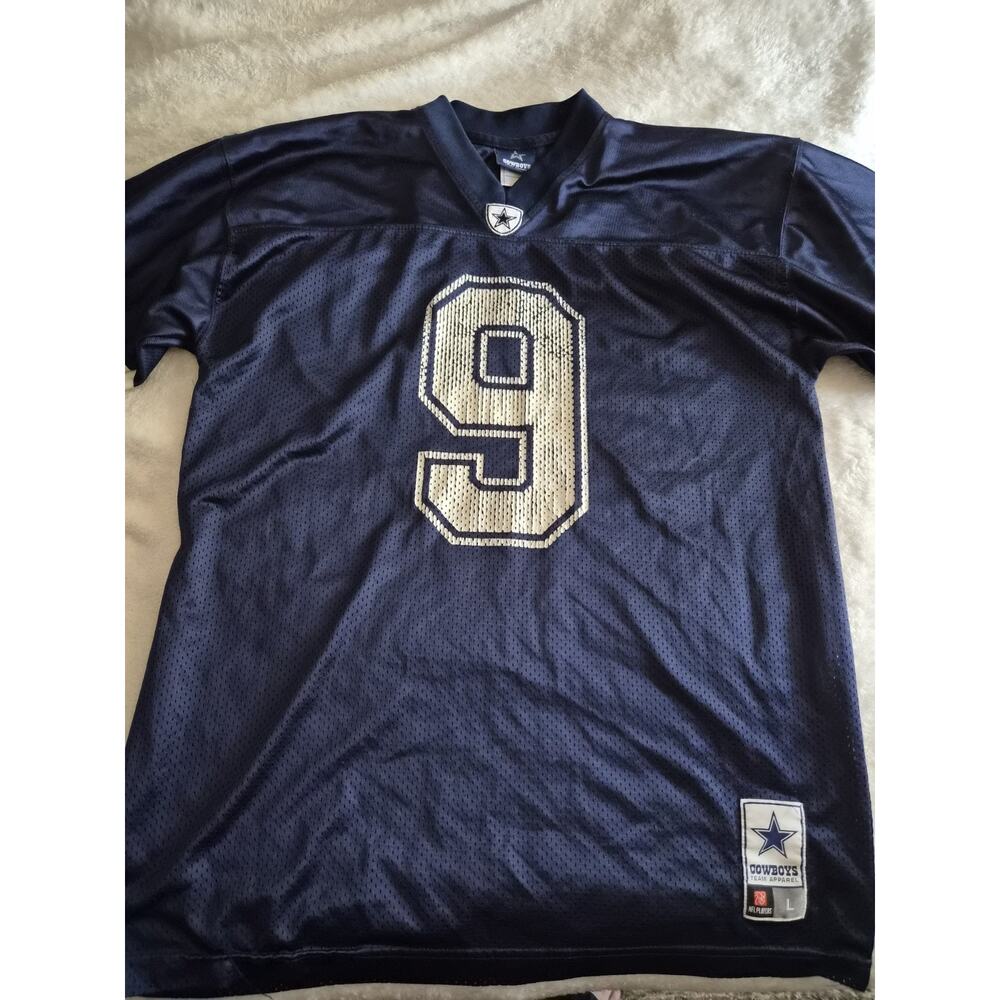 Size L Tony Romo #9 Navy Jersey Dallas Cowboys NFL Authentic Team Apparel